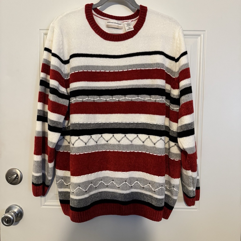WOMENS SWEATER SIZE 2X ALFRED DUNNER CHRISTMAS HOLIDAY SWEATER RED